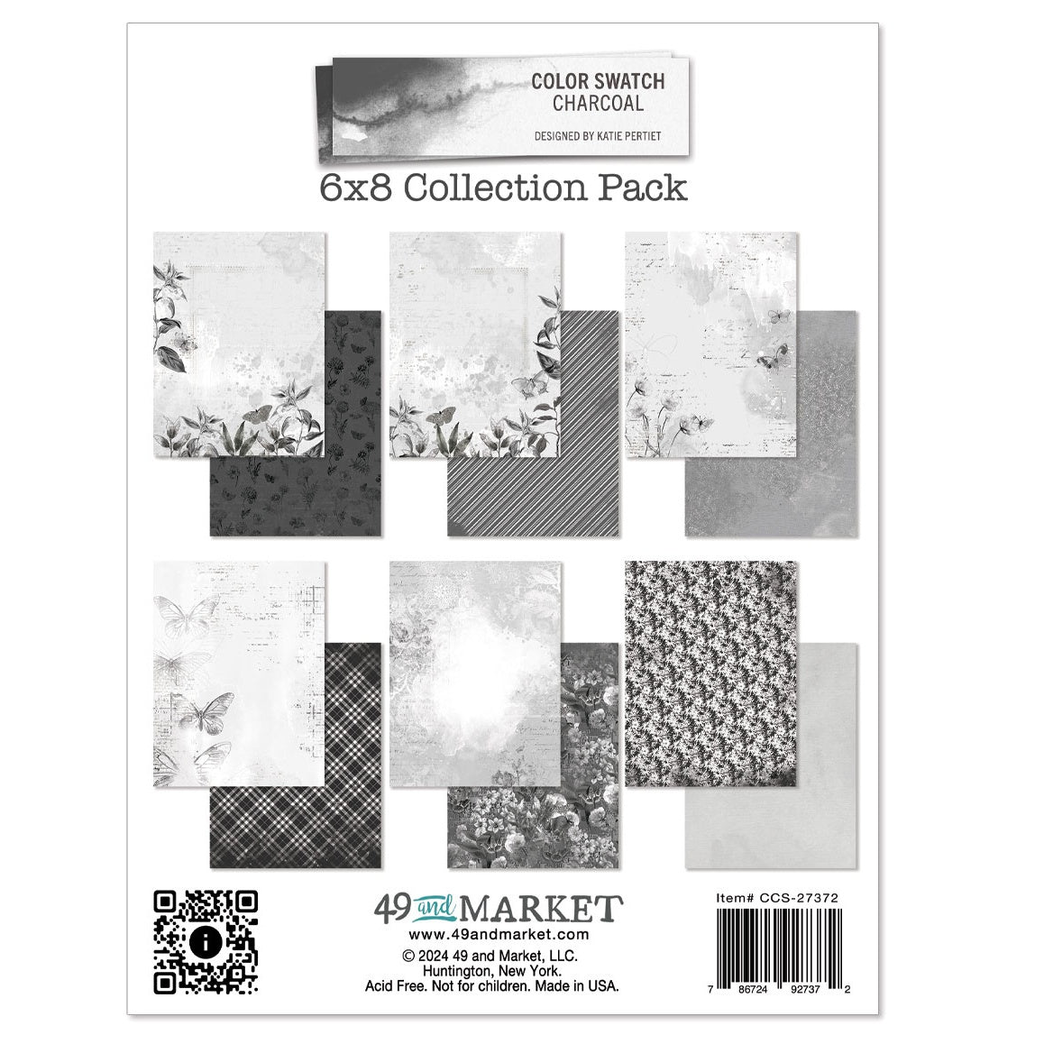 49 And Market Color Swatch: Charcoal Collection Pack 6"X8"