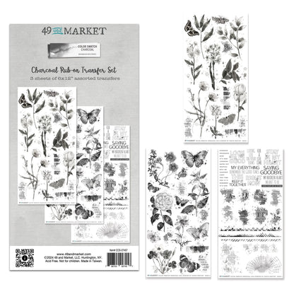 49 And Market Color Swatch: Charcoal Rub-On Transfer Set - 3 Sheets