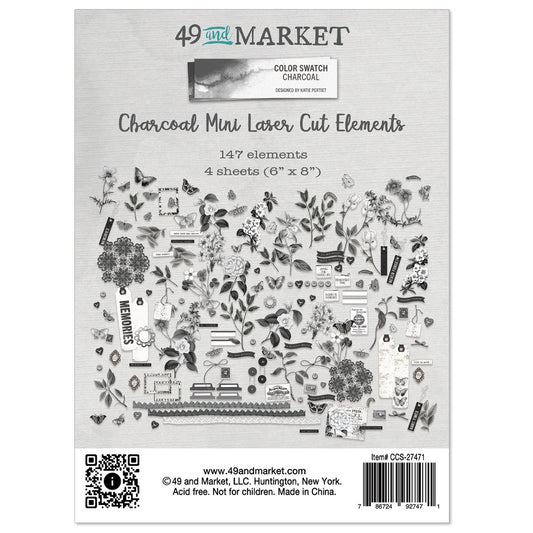49 And Market Color Swatch: Charcoal Mini Laser Cut Outs - Elements
