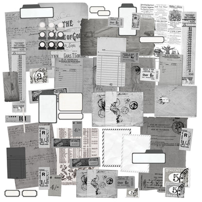 49 And Market Color Swatch: Charcoal Ephemera Stackers - 60 Pcs