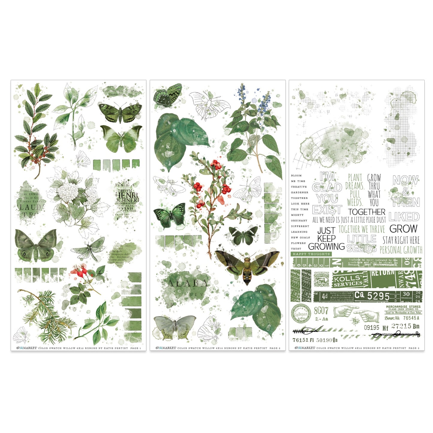 49 And Market Color Swatch: Willow Rub-On Transfer Set