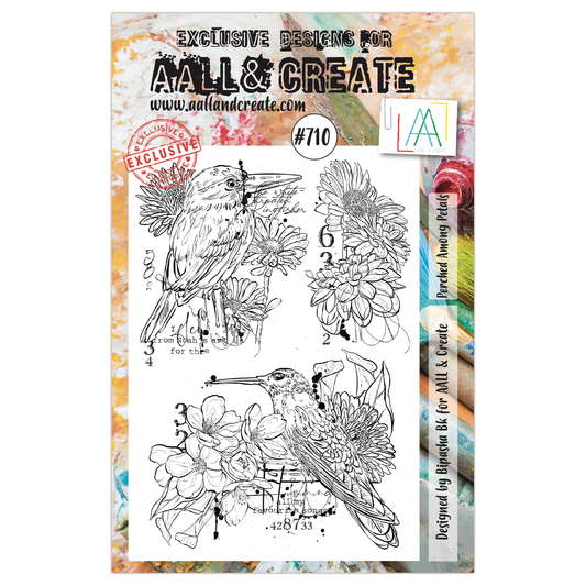 #710 - A5 Clear Stamp Set - Perched Among Petals
