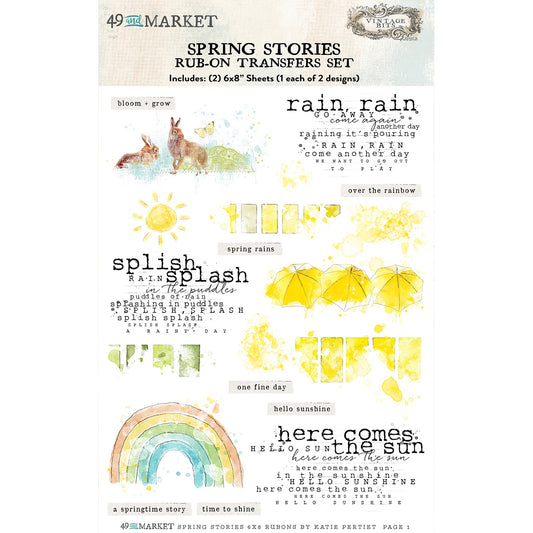 49 And Market Vintage Bits Rub - On Transfer Set 6"X8" - Spring Stories