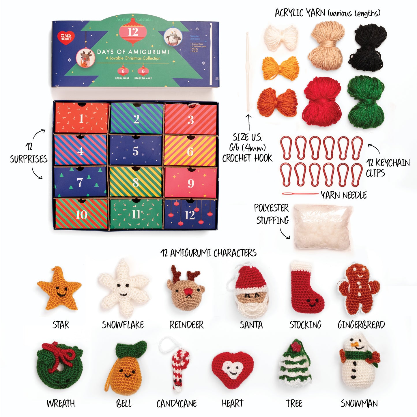 Red Heart Advent Calendar Kit - Six Make & Six To Make