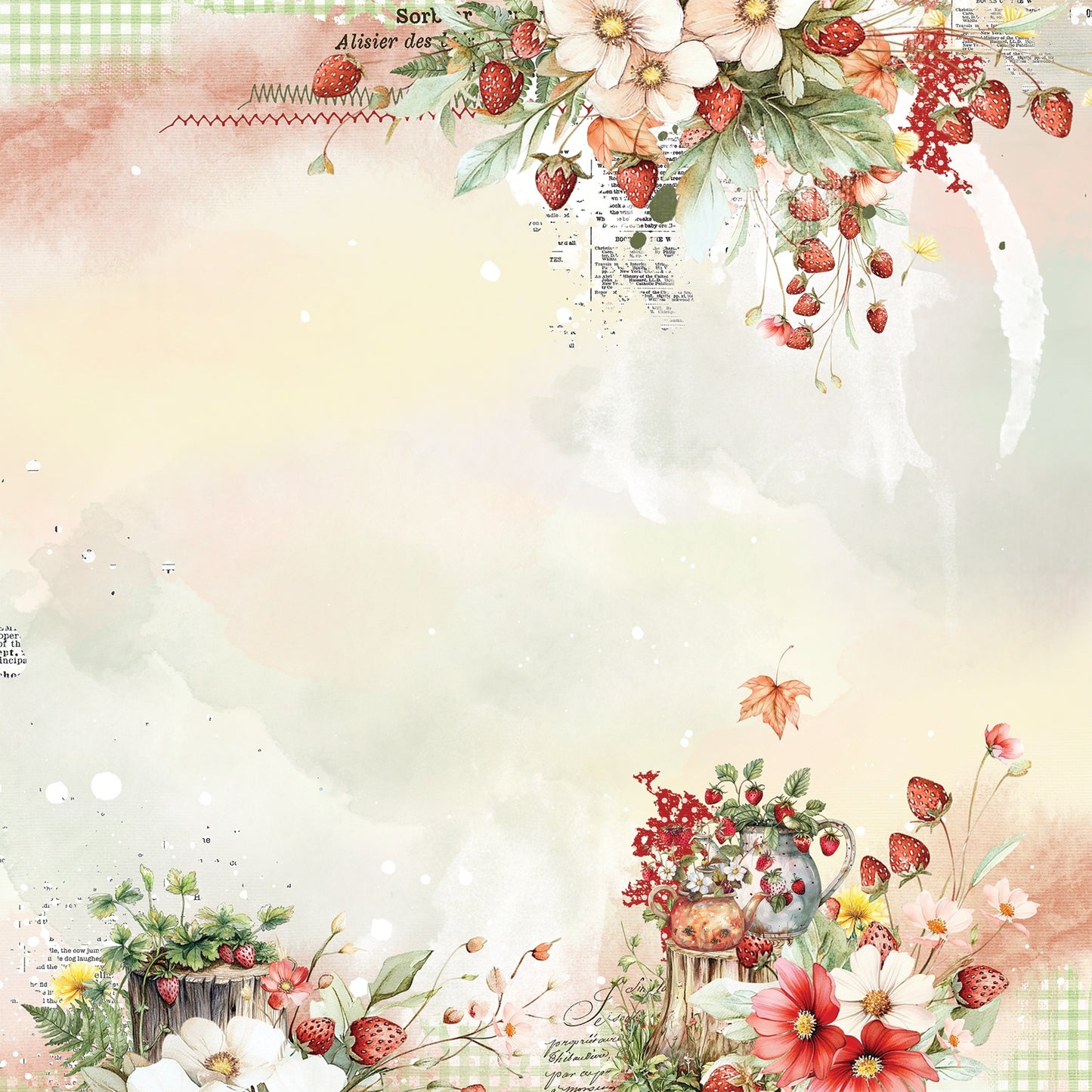 49 And Market Nature's Haven Double-Sided Cardstock 12"X12" - Strawberry Tea