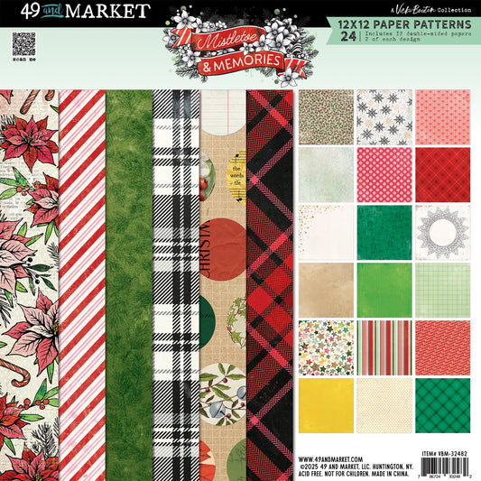 49 And Market Mistletoe And Memories Paper Pad 12"X12" 24 Sheets