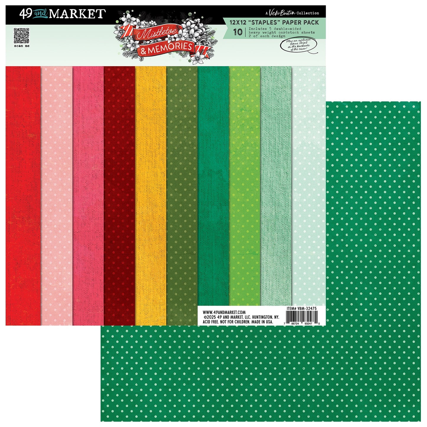 49 And Market Mistletoe And Memories Staples Pack 12"X12"