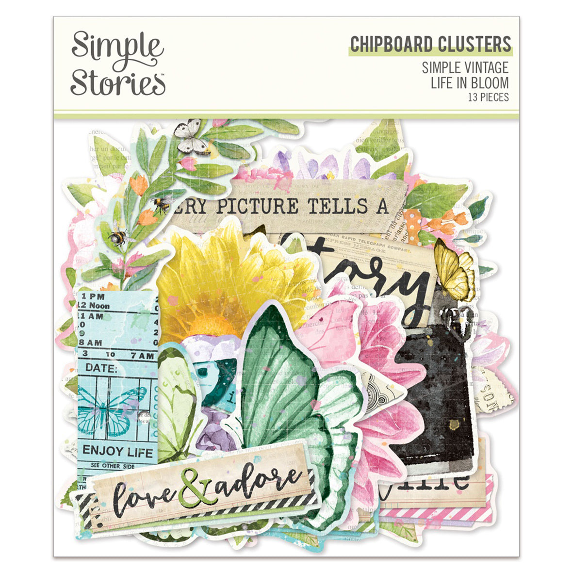 Simple Stories Simple Vintage Life in Bloom Chipboard Clusters