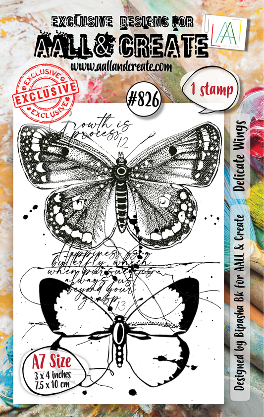 #826 - A7 Clear Stamp Set - Delicate Wings