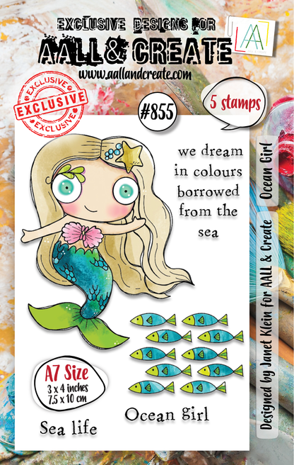 #855 - A7 Clear Stamp Set - Ocean Girl