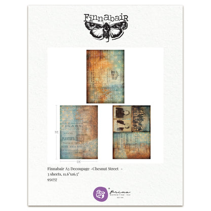 Prima Marketing Finnabair A3 Decoupage Pack Chestnut Street (3pcs)