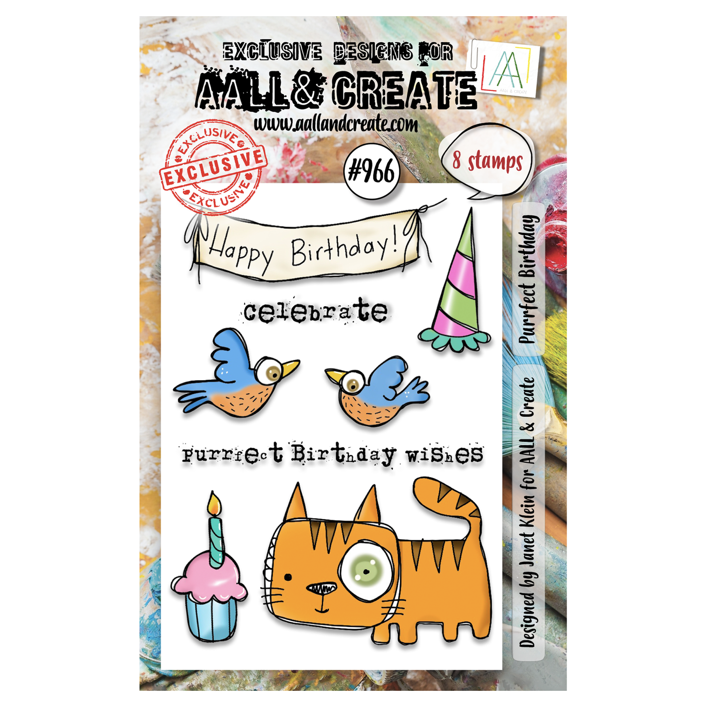 #966 - A7 Stamp Set - Purrfect Birthday