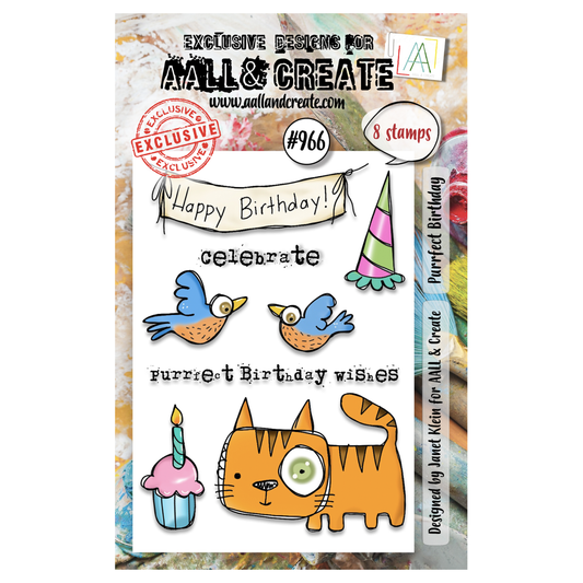 #966 - A7 Stamp Set - Purrfect Birthday