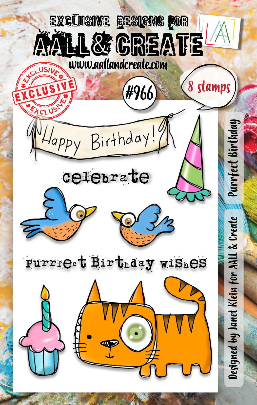 #966 - A7 Stamp Set - Purrfect Birthday