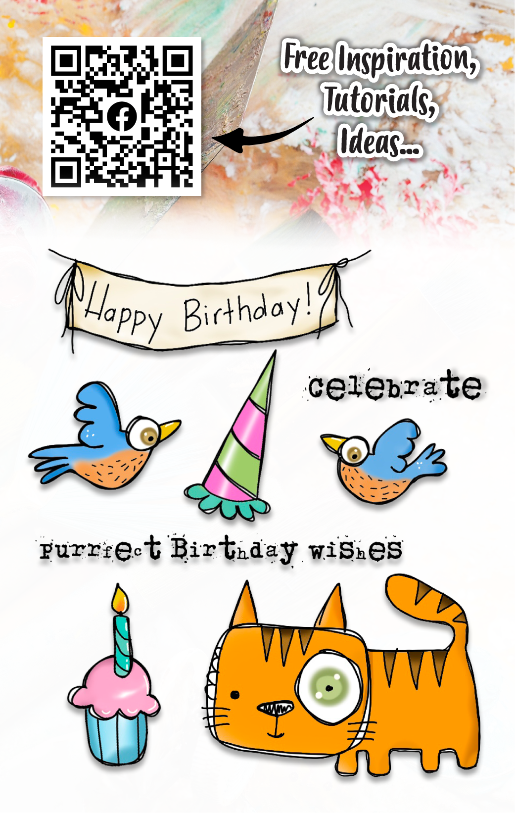 #966 - A7 Stamp Set - Purrfect Birthday