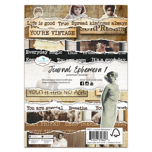 Elizabeth Craft Designs Hello You! A5 Patterned Cardstock Journal Ephemera 1