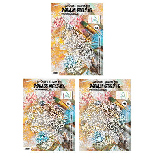 AALL & Create Set of 3 A4 Stencils - Mandalas & Laces
