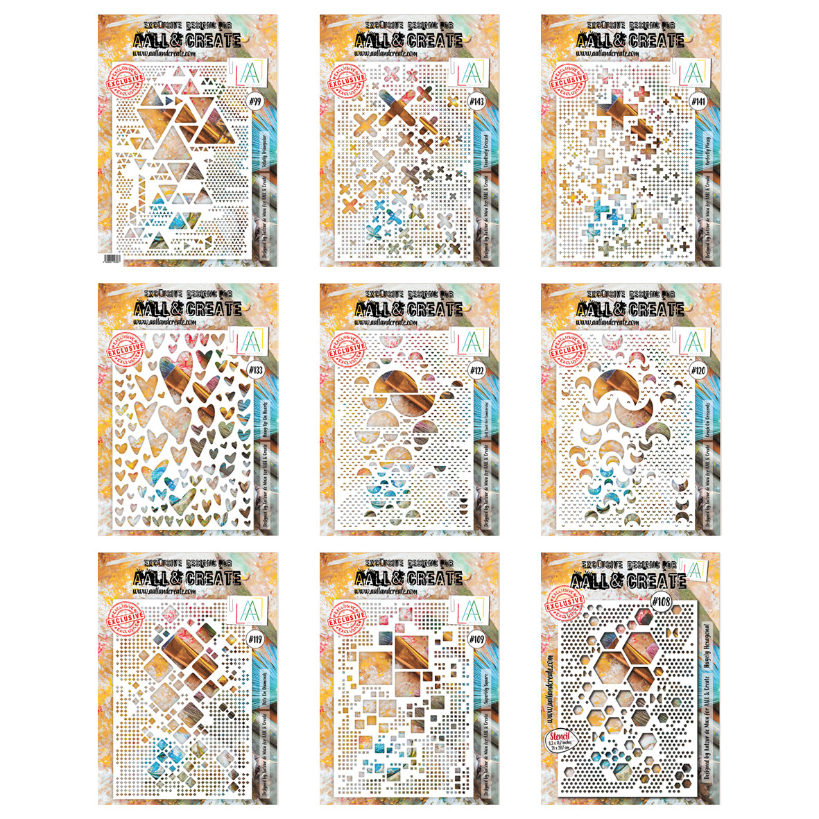 AALL & Create Set 9x A4 Stencils - Geometric Background