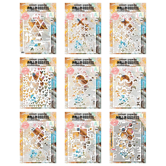 AALL & Create Set 9x A4 Stencils - Geometric Background