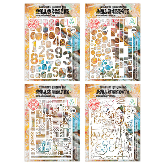 AALL & Create Set of 4x A4 stencil - Textures Galore