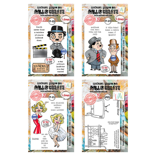 AALL & Create Set of 4x A7 Stamps - Celeb Caricatures
