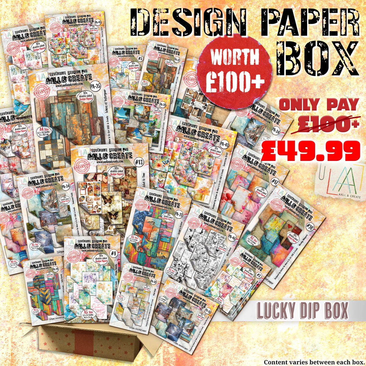 AALL & Create Lucky Dip Cardstock Design Paper Box - Large