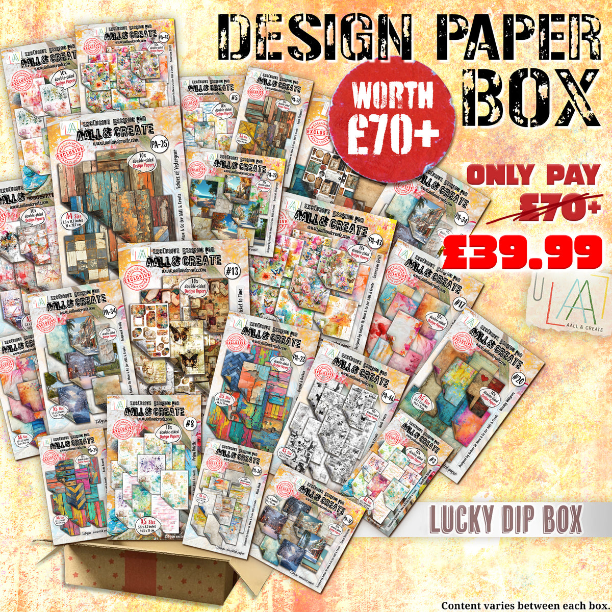 AALL & Create Lucky Dip Cardstock Design Paper Box - Small