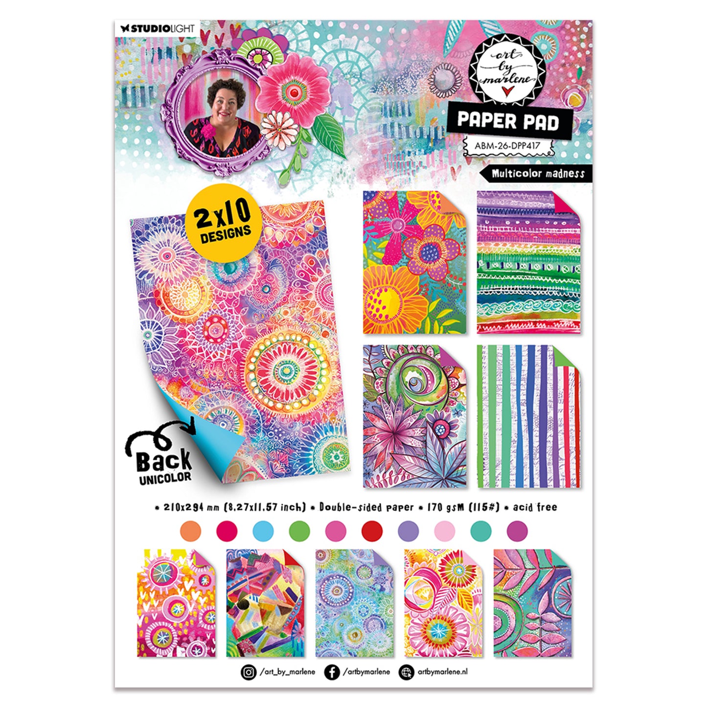 Art By Marlene Design Paper Pad Multicolor madness Art by Marlene 210x294x5mm 20 Sheets