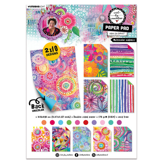 Art By Marlene Design Paper Pad Multicolor madness Art by Marlene 210x294x5mm 20 Sheets