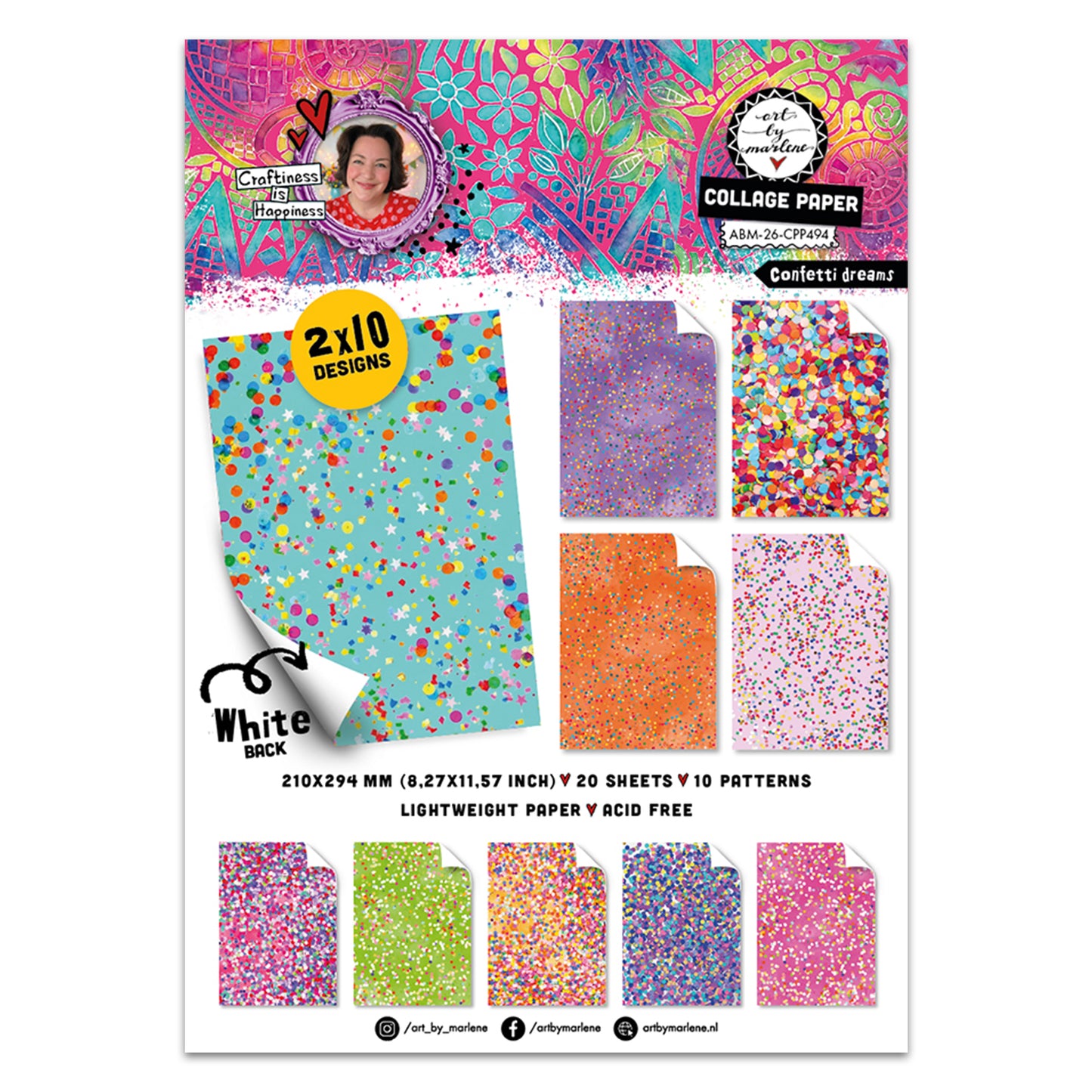 Studio Light ABM Collage Paper Pad Confetti dreamz Art by Marlene ~ Ship from 28th Aug