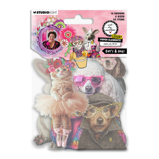 Art By Marlene Paper Elements Cat's & dogs Art by Marlene 130x150x5mm 32 Elements
