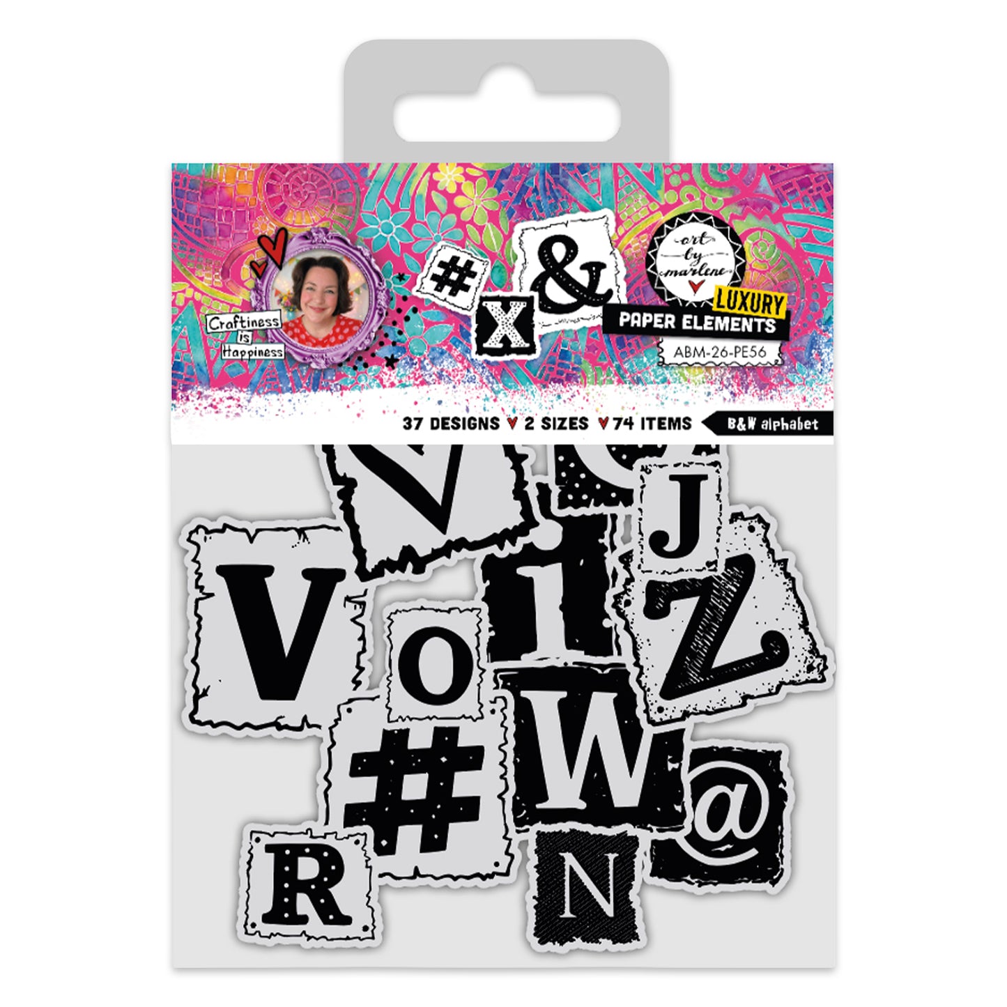 Studio Light ABM Paper Elements B&W alphabet Art by Marlene ~ Ship from 28th Aug