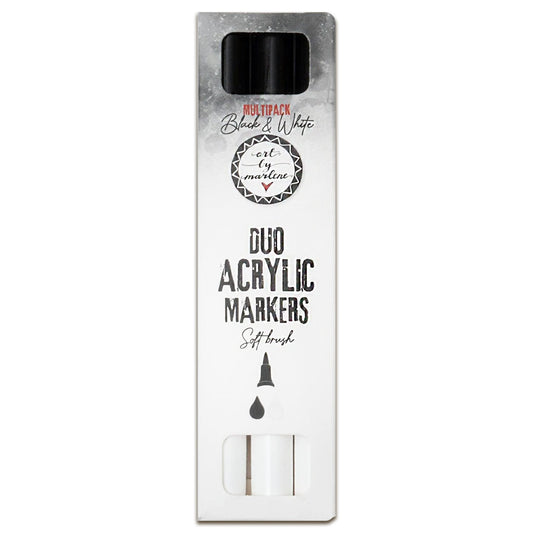 Art By Marlene Duo Acrylic Markers Black And White - Soft Brush - Multipack