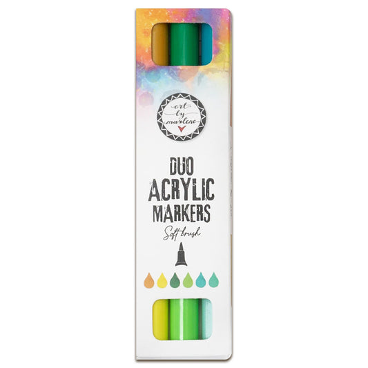 Art By Marlene Duo Acrylic Markers Greens - Soft Brush