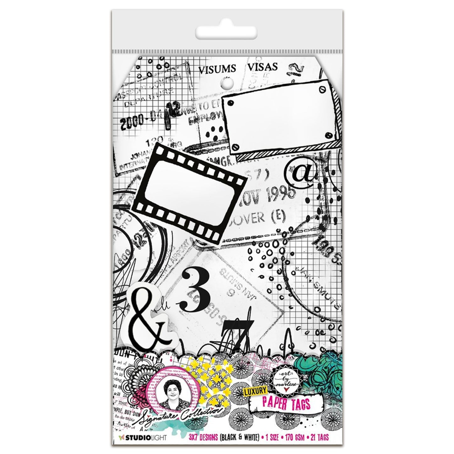 Art By Marlene Signature Collection Luxury Paper Tags Black and White Prints