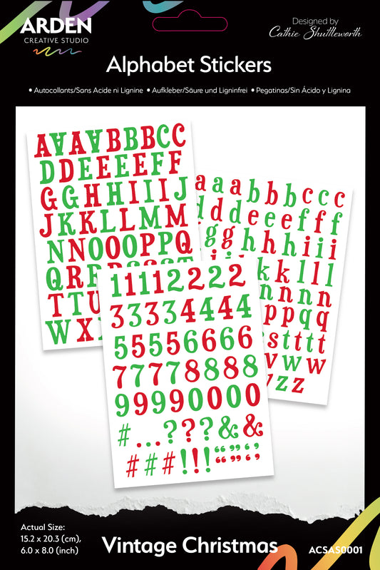 Arden Creative Studio Vintage Christmas Alphabet Stickers