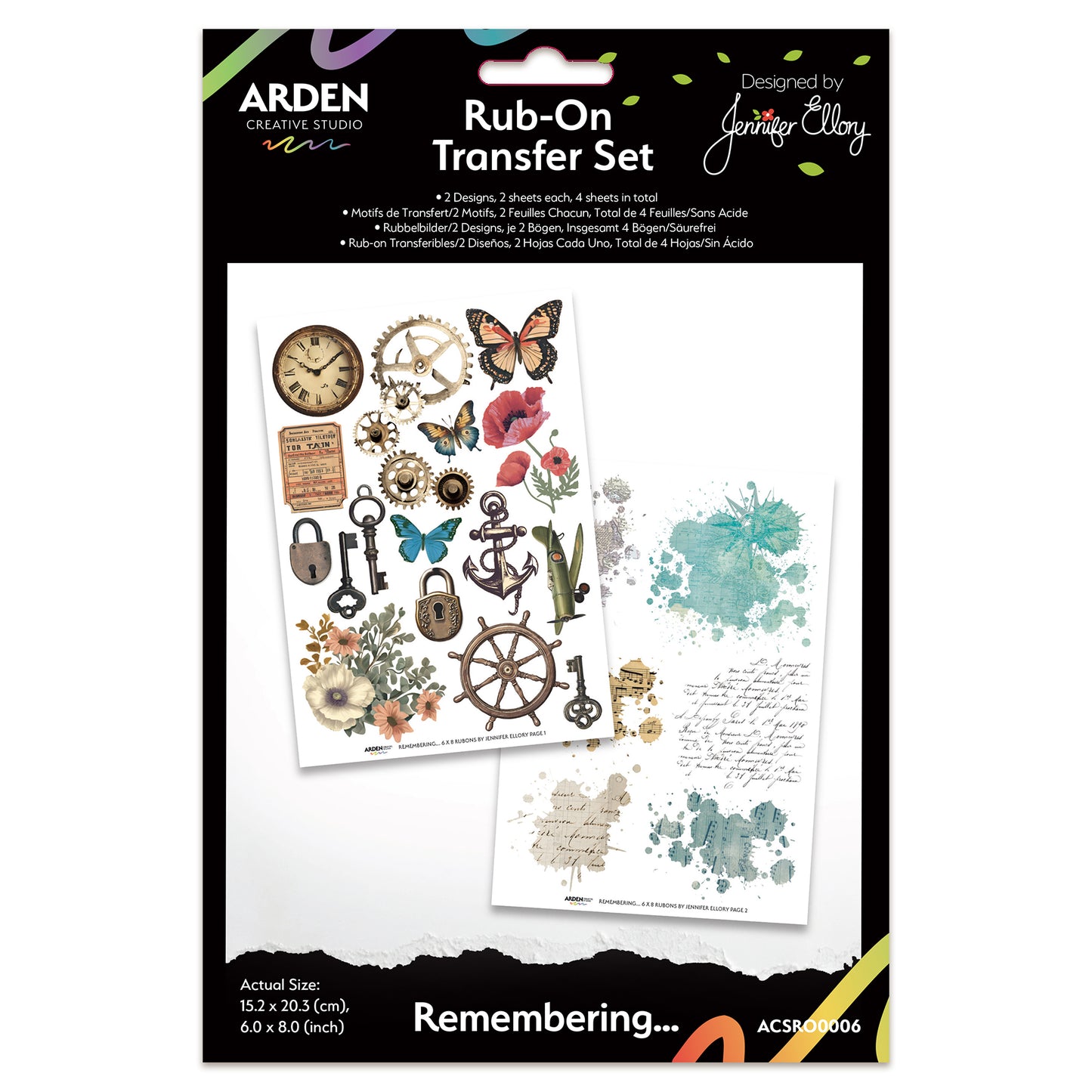 Arden Creative Studio Remembering… 6 in x 8 in Rub-On Transfer Set