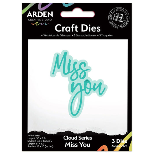 Arden Creative Studio Sentiment Cloud Series Miss You Craft Die Set