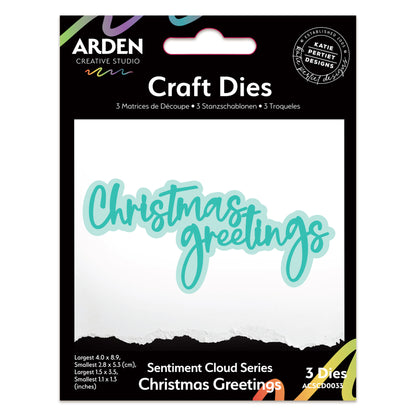 Arden Creative Studio Sentiment Cloud Series Christmas Greetings Craft Die Set
