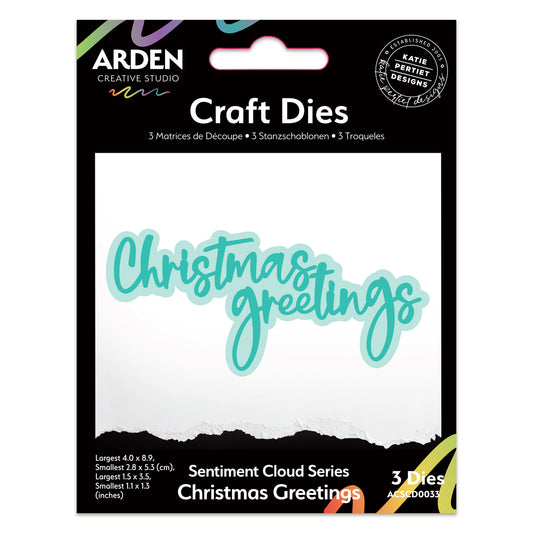 Arden Creative Studio Sentiment Cloud Series Christmas Greetings Craft Die Set