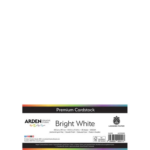 Arden Creative Studio Premium Cardstock Bright White A4 225gsm 20 Pack