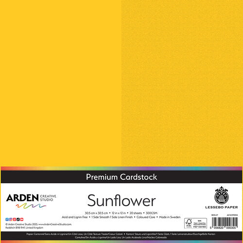 Arden Creative Studio Premium Cardstock Sunflower 12in x 12in 300gsm 20 Pack