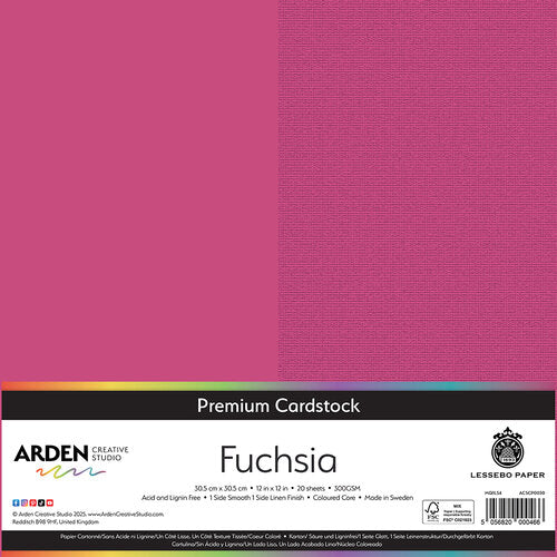 Arden Creative Studio Premium Cardstock Fuchsia 12in x 12in 300gsm 20 Pack