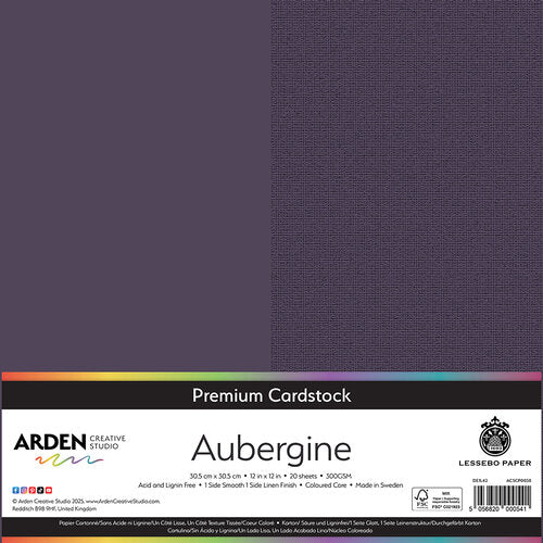 Arden Creative Studio Premium Cardstock Aubergine 12in x 12in 300gsm 20 Pack
