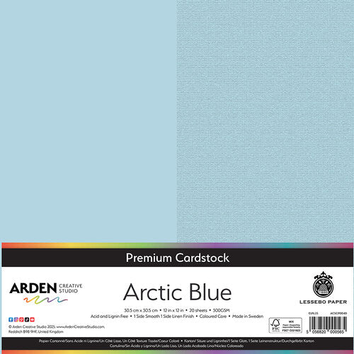 Arden Creative Studio Premium Cardstock Arctic Blue 12in x 12in 300gsm 20 Pack