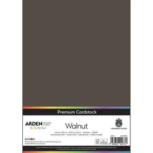 Arden Creative Studio Premium Cardstock Walnut A4 225gsm 20 Pack
