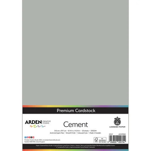 Arden Creative Studio Premium Cardstock Cement A4 225gsm 20 Pack