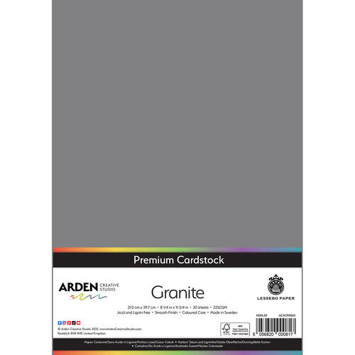 Arden Creative Studio Premium Cardstock Granite A4 225gsm 20 Pack