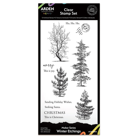 Arden Creative Studio Maker Series Winter Etchings 4in x 8in Clear Stamp Set
