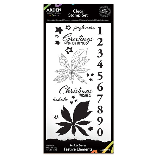 Arden Creative Studio Maker Series Festive Elements 4in x 8in Clear Stamp Set